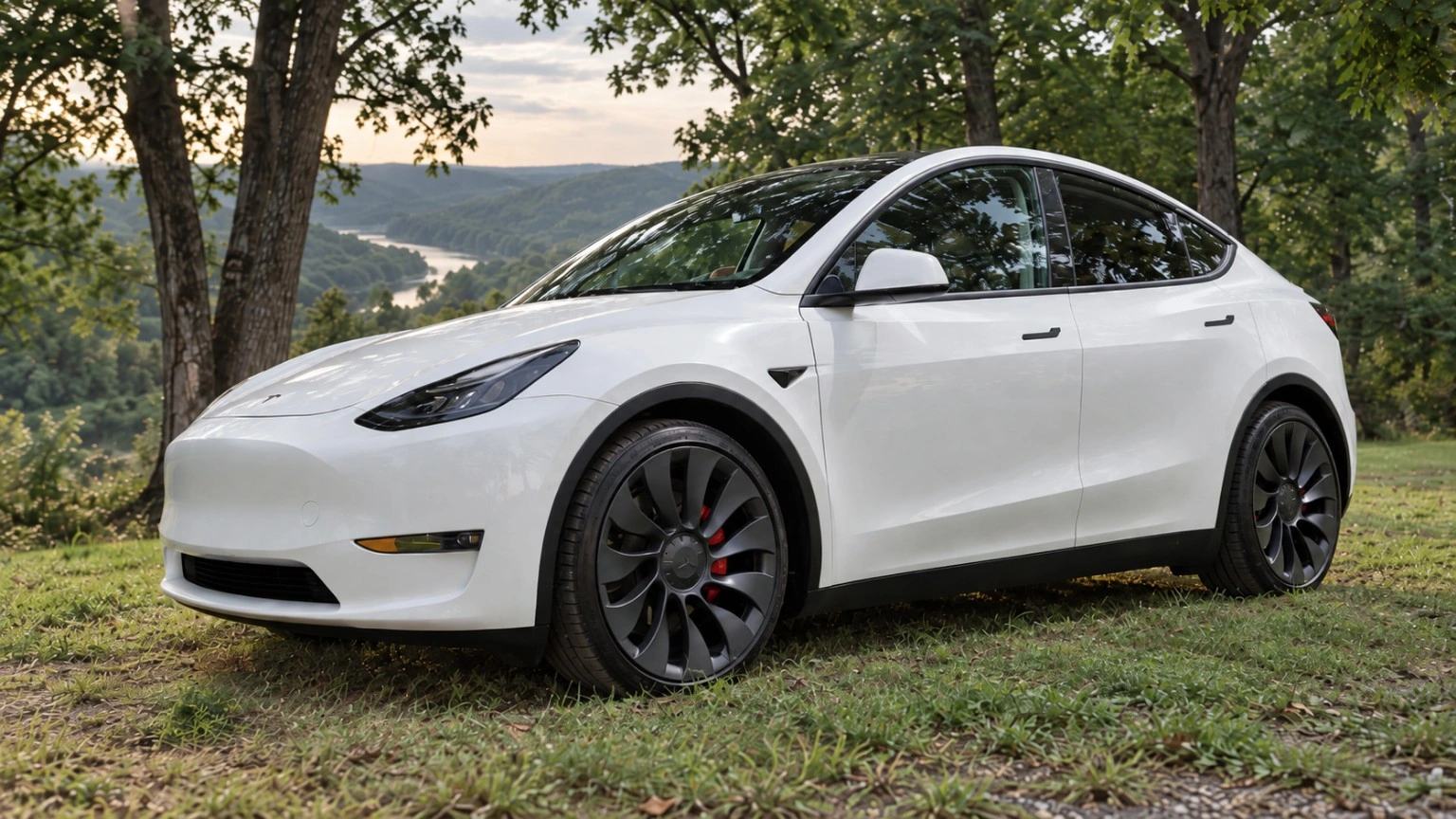 White Tesla Model Y Performance used by Hey Monty for smaller enclosed deliveries